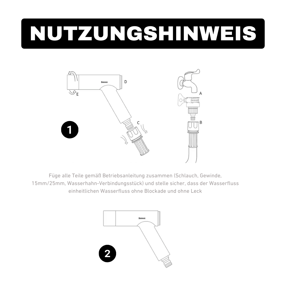 Hochdruck-Wasserpistole mit One Push Button – Kraftvoll reinigen, entspannt bedienen