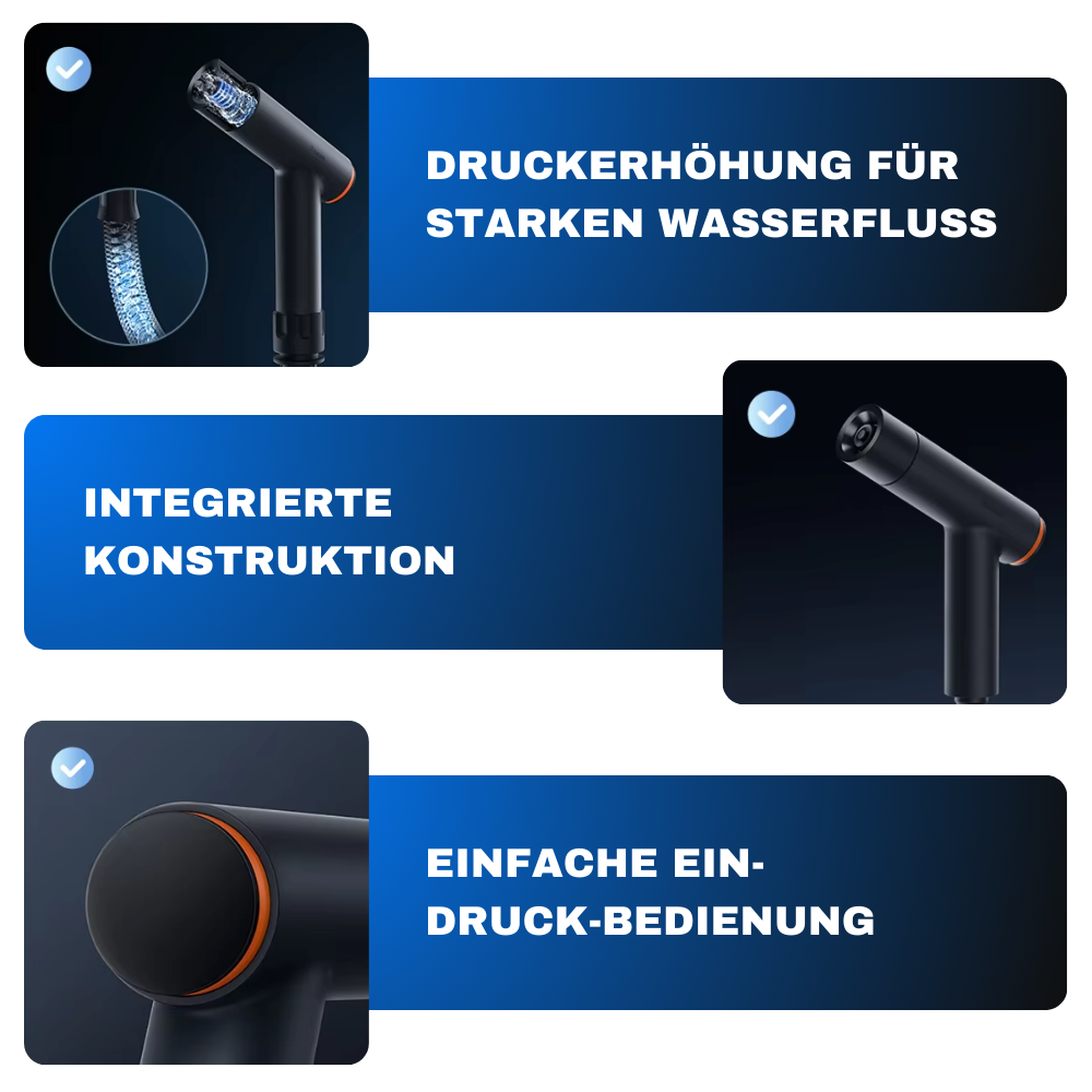 Hochdruck-Wasserpistole mit One Push Button – Kraftvoll reinigen, entspannt bedienen